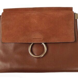 Chloé Faye Medium Brown Leather & Suede Crossbody Bag Authentic